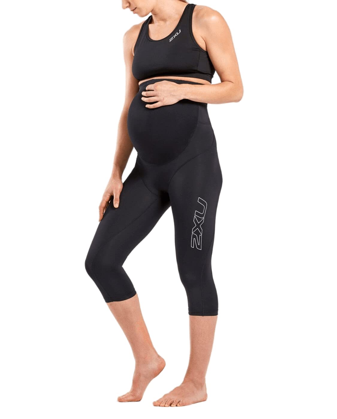 2XU Maternity Compression Leggings - Active 3/4 Tights for Yoga & Gym