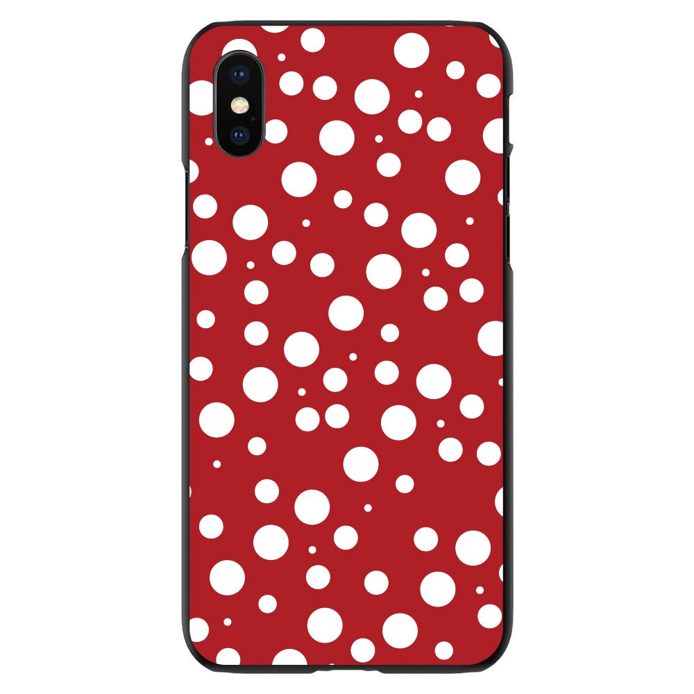 DistinctInk Ultra Slim Hard Plastic Case for iPhone XR (6.1 Inch) - Custom Black Cover with Red & White Polka Dot Bubbles Design - Perfect for Daily Protection and Stylish Look