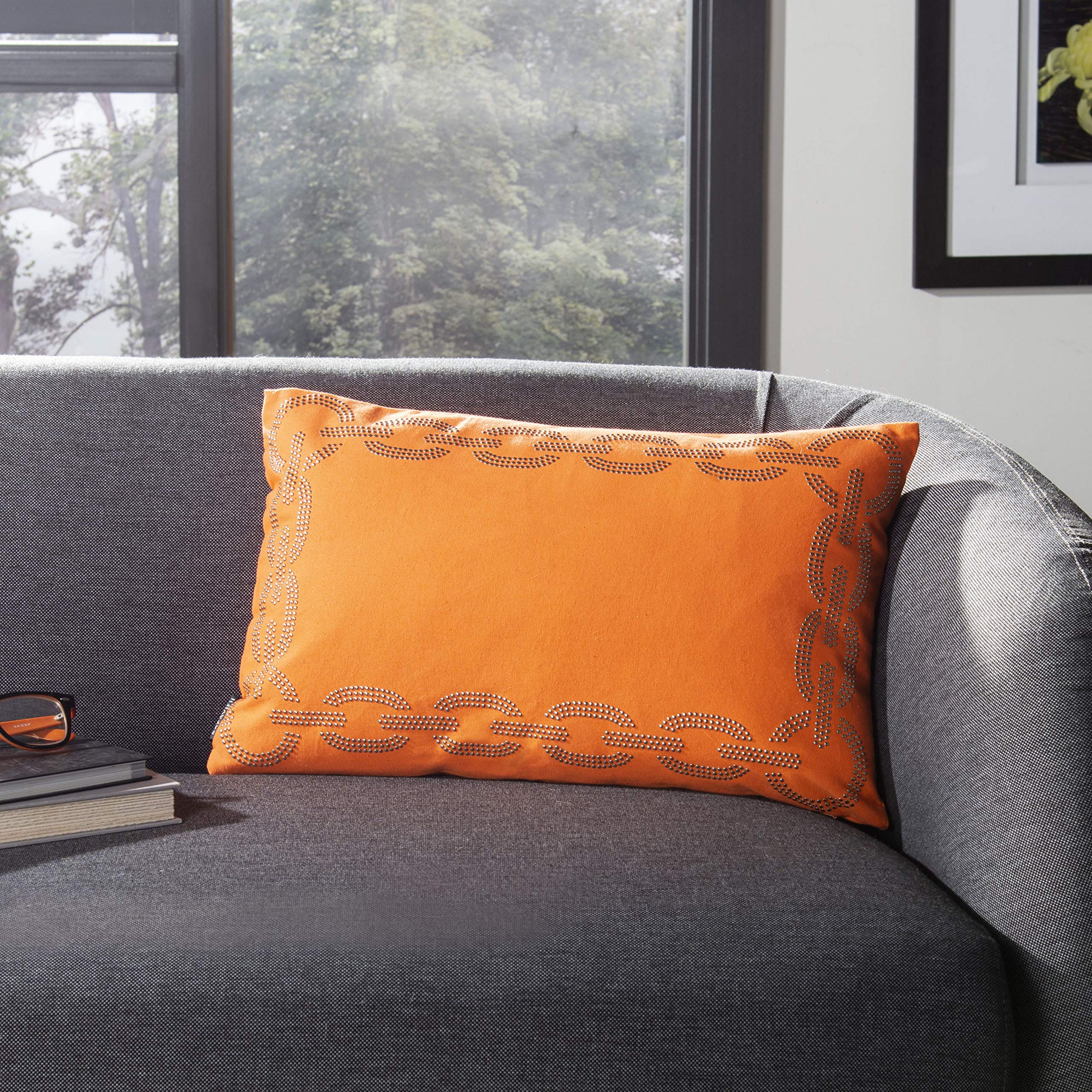 SAFAVIEH Sibine Orange Throw Pillows 12x20 Inches (Set of 2) - Soft Decorative Cushions for Sofa, Bed, Living Room & Home Decor