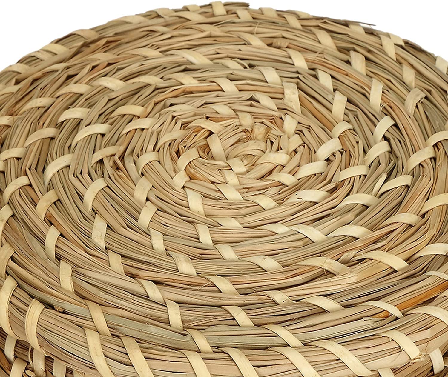 Dicunoy Set of 3 Small Wicker Baskets with Lid - Round Woven Seagrass Storage Baskets, Handmade Rattan Organizer for Home Decor, Bathroom, Shelf & Vanity | Perfect for Jewelry, Cotton Balls & Small Essentials