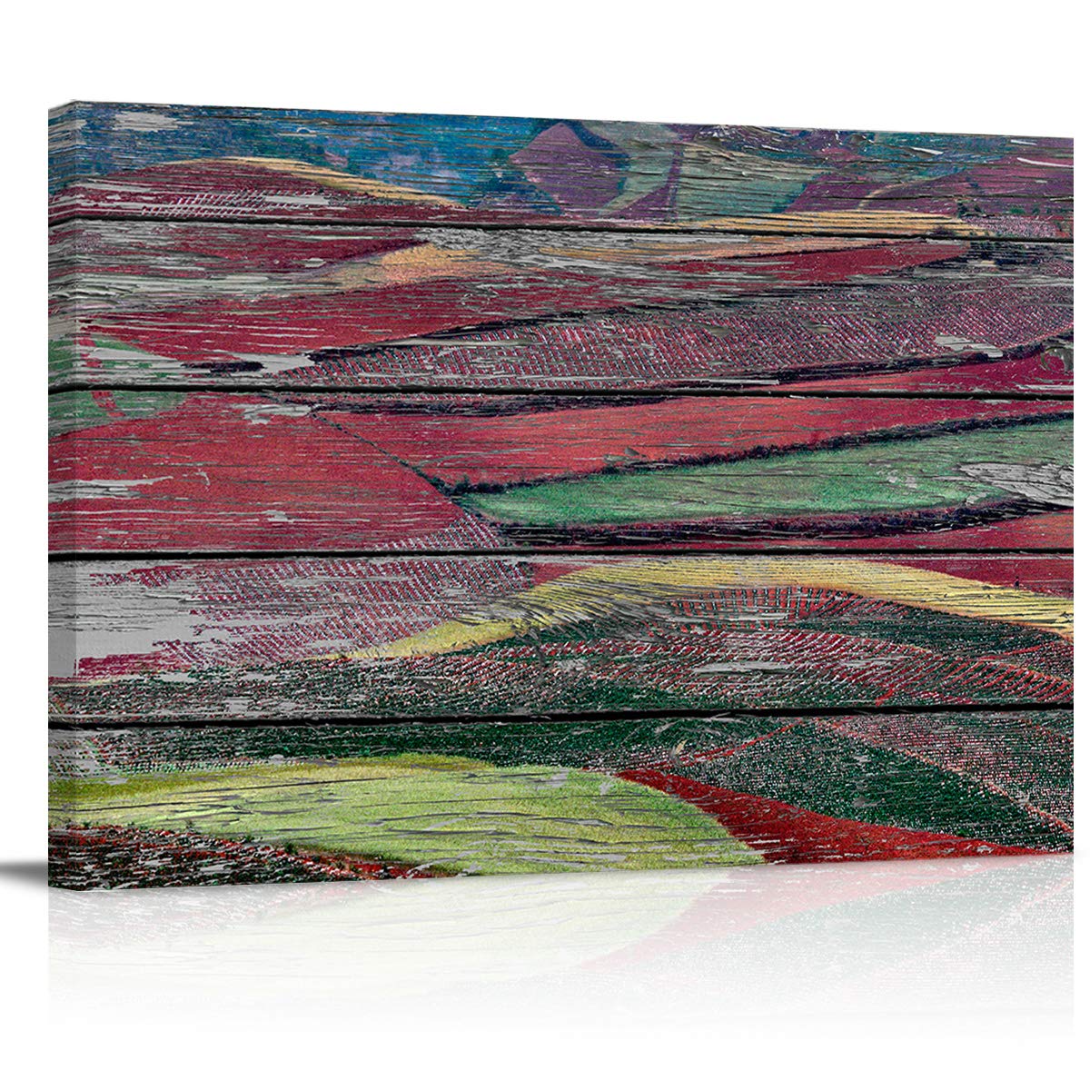 Wood Grain Series Colored Flower Field Canvas Wall Art - 1 Panel Framed Bathroom & Bedroom Decor (24x36in) | Ready to Hang for Thanksgiving & Christmas | Perfect for Home, Office & Gift Giving