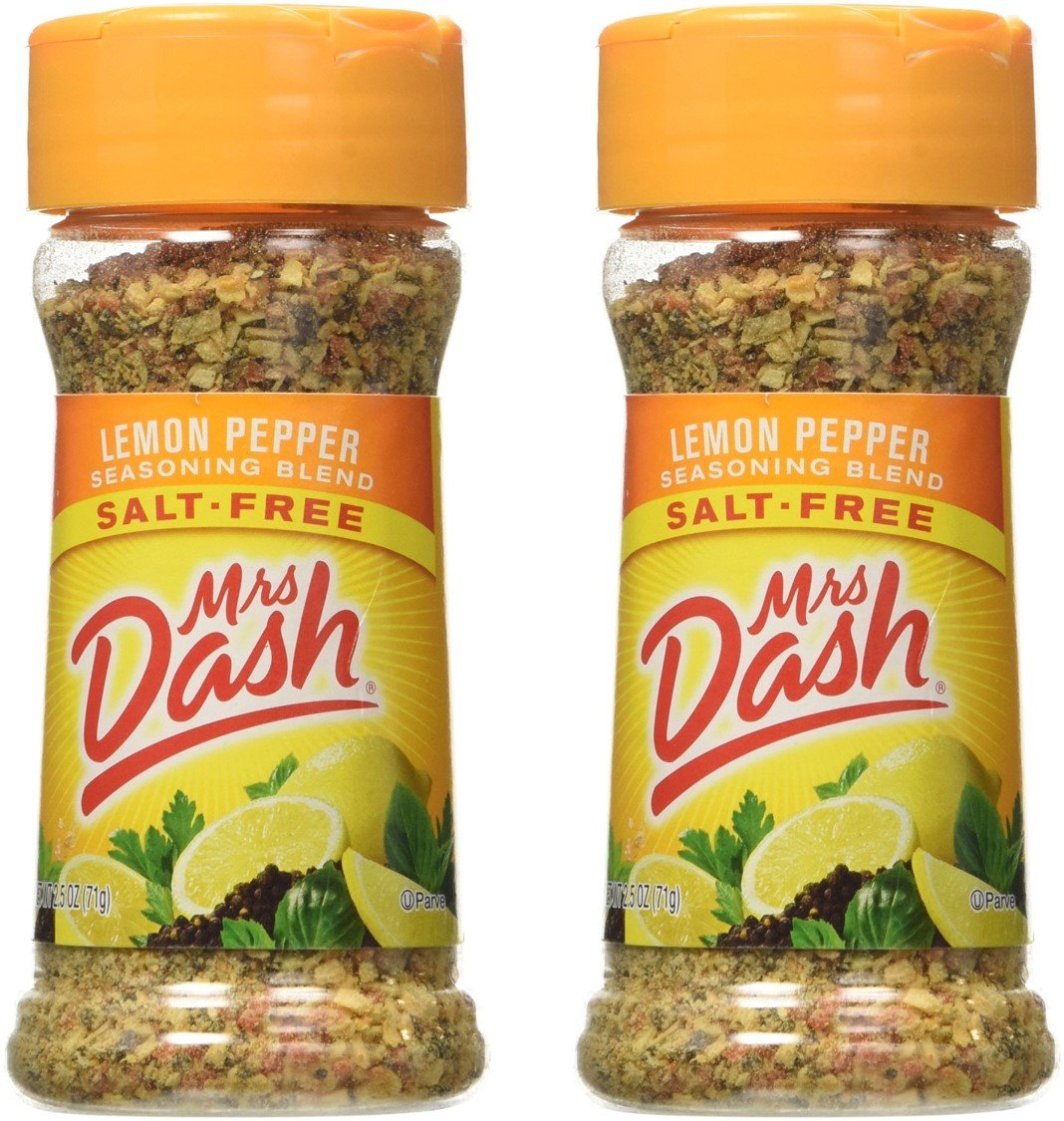 Mrs. Dash Lemon Pepper Salt-Free Seasoning Blend - 2 Pack | All Natural Herbs & Spices for Chicken, Fish, Salads & Healthy Cooking | Gluten Free & No MSG