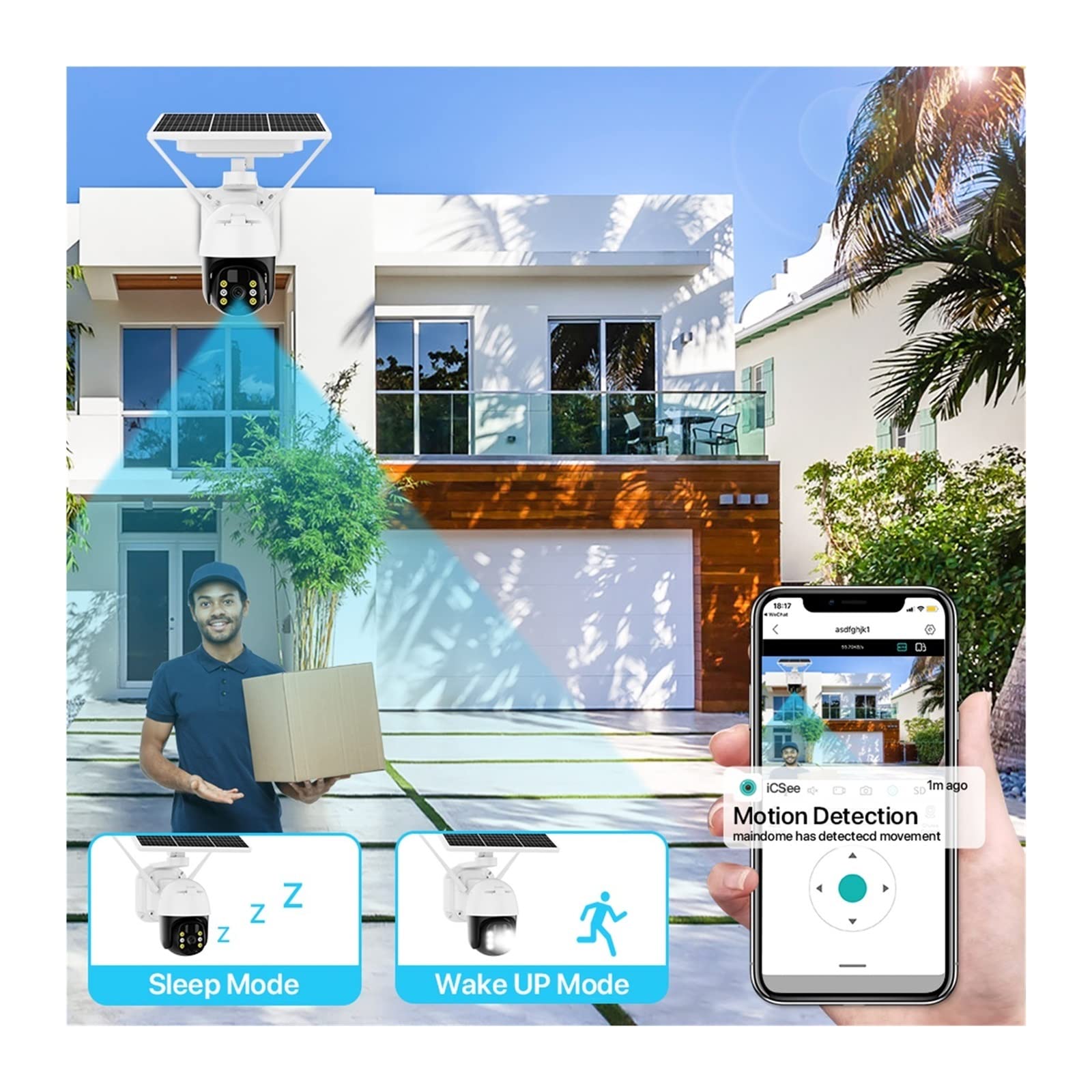 4G Solar Security Camera Outdoor - 1080P Wireless WiFi Surveillance Cam with PIR Motion Detection & SIM Card Support - Battery Powered for Home, Farm, and Business Security