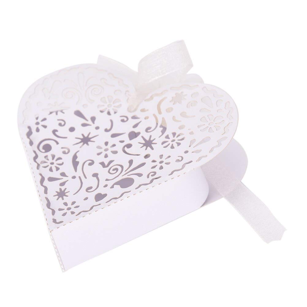 1PCS Hollow Out Love Heart Cut Paper Candy Boxes - Purple, Beige, White, Red Wedding & Shower Party Favor Bags | Perfect for Bridal Showers, Baby Showers & Birthday Party Decorations