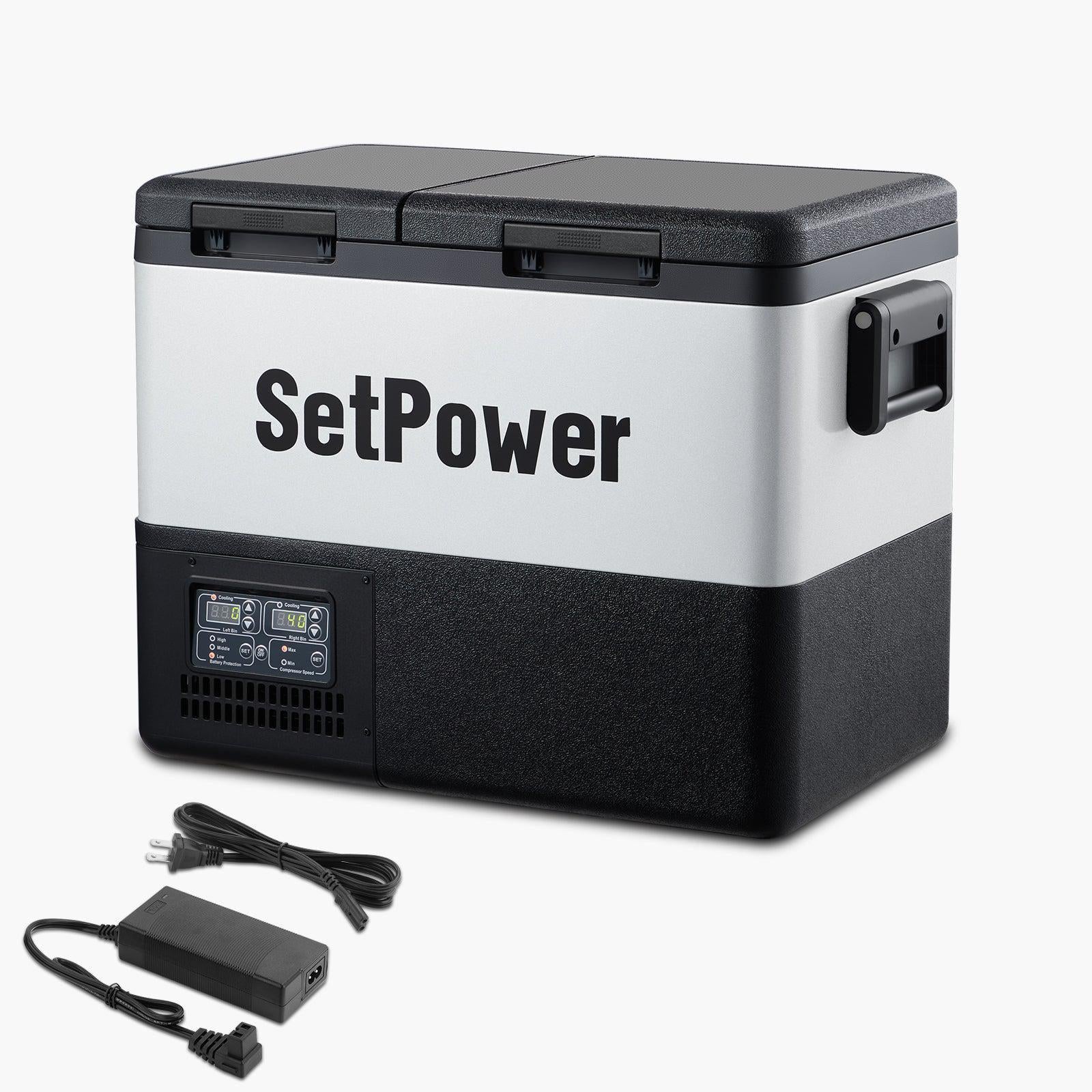 Setpower PT45 12V Dual Zone Electric Car Cooler - Portable Freezer for Road Trips, Camping & Outdoor Adventures | Vehicle Refrigerator for Truck, SUV & RV
