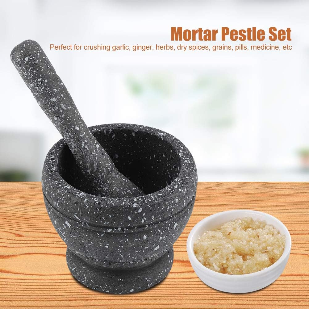 Premium Granite Mortar and Pestle Set - 4 Inch Kitchen Grinder Bowl for Crushing Spices, Herbs, Garlic & Ginger - Perfect for Seasoning, Guacamole & Pesto Making - Natural Stone Manual Spice Crusher for Home Cooking & Meal Prep
