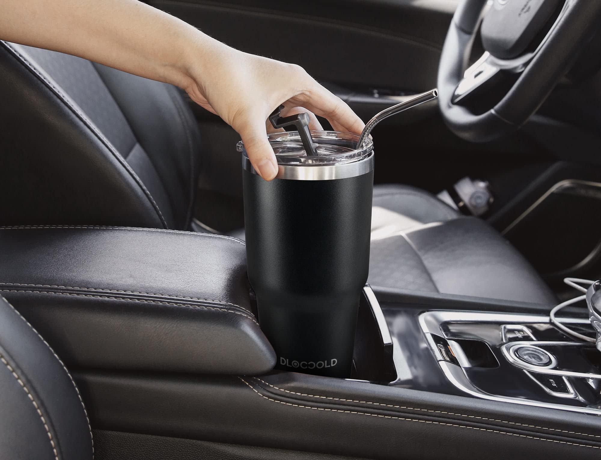 DLOCCOLD 30oz Leopard Tumbler - Stainless Steel Vacuum Insulated Travel Mug with Straw & Cleaning Brush - Perfect for Coffee On-The-Go