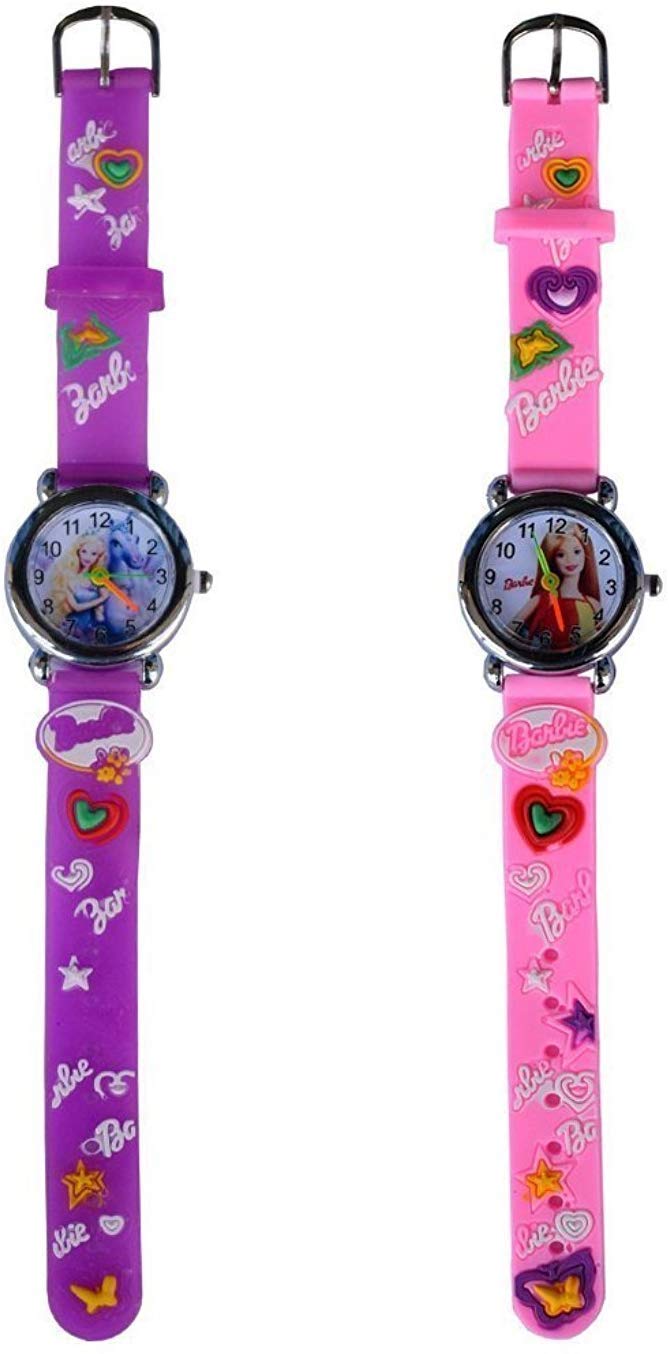 TONSY Analog Barbie Pink & Purple Kids Girls' Combo Watch Set (Pack of 2) - Perfect Birthday Gift for Girls, Fashion Accessory for School & Playtime