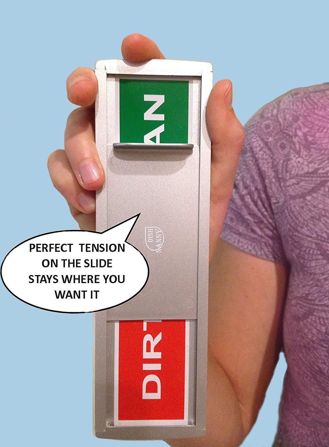 2020 Dish Nanny (Silver) Dishwasher Magnet Clean Dirty Sign - Newest Non-Scratch Design with Optional Sticky Tab Adhesion - Perfect for Kitchen Organization & Dishwasher Status Indicator - Ideal for Home, Office, and Restaurant Use
