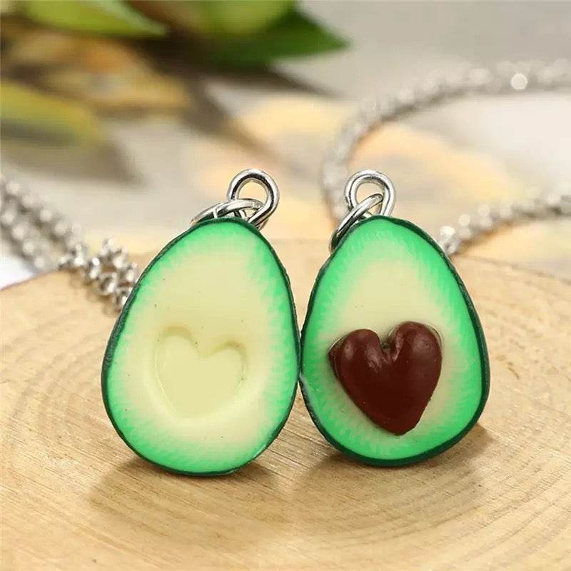 BFF Avocado Halves Necklace - Best Friend Matching Jewelry for Women - Cute Fruit Pendant Gift for Her - Perfect for Birthdays, Anniversaries & Everyday Wear