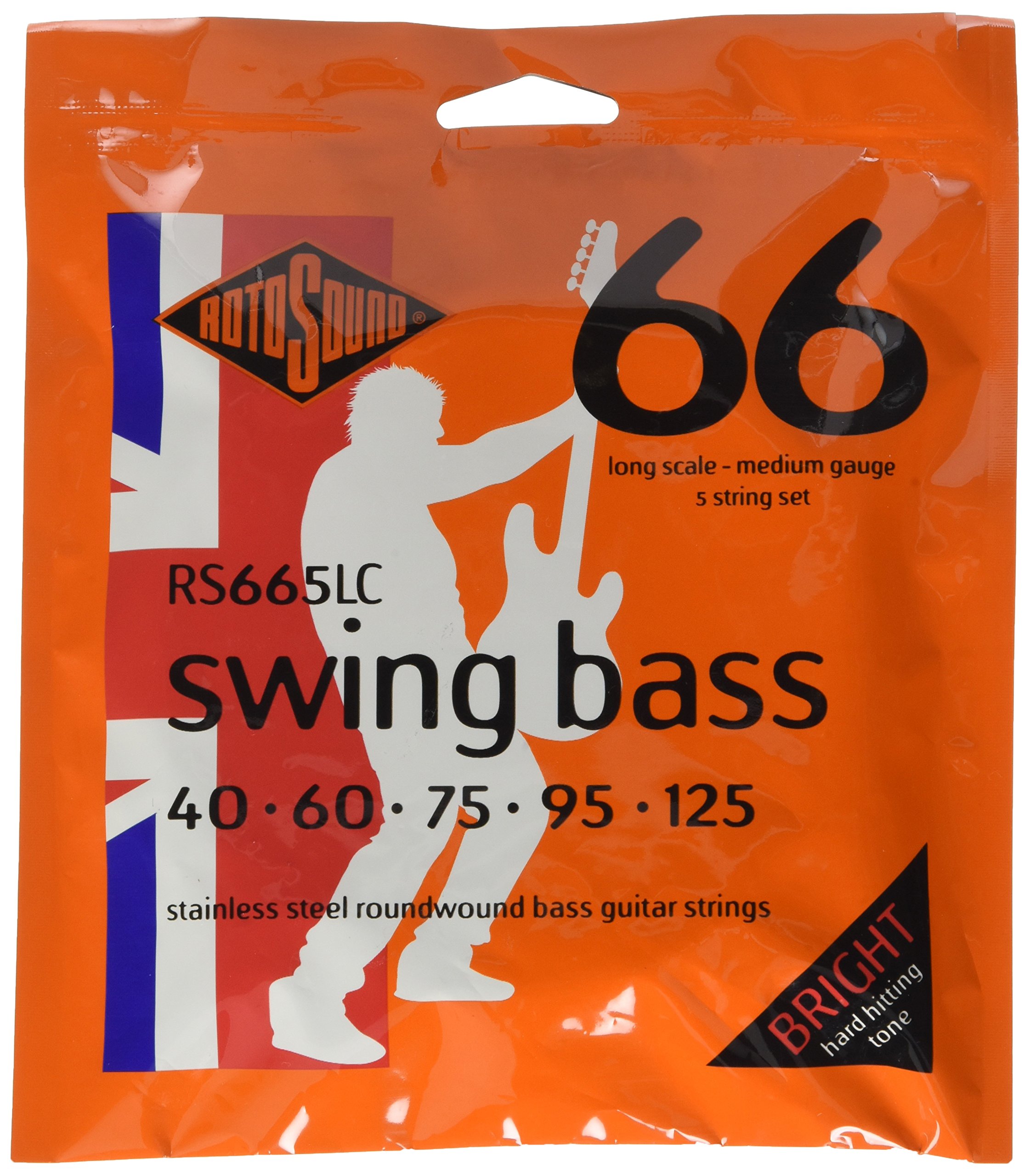 Rotosound RS665LC Swing Bass 66 Stainless Steel 5-String Bass Guitar Strings (40-60-75-95-125) - Perfect for Jazz, Rock & Studio Recording
