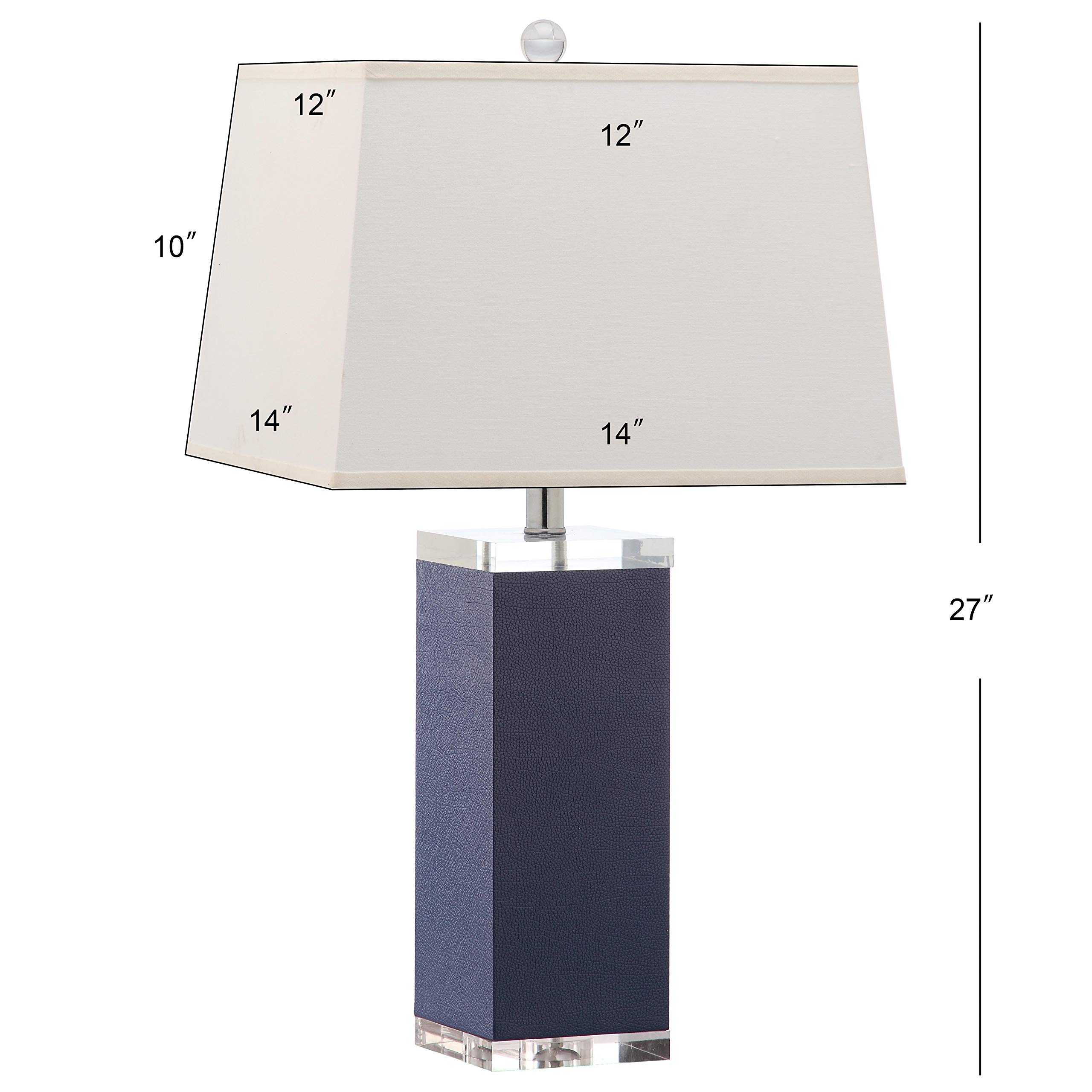 SAFAVIEH Modern Deco Navy Faux Leather 26-inch Table Lamp with LED Bulbs - Perfect for Bedroom, Living Room, Home Office & Nightstand Lighting