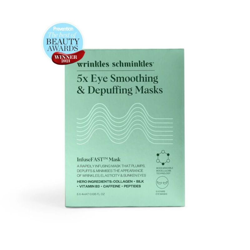Wrinkles Schminkles InfuseFAST™ Eye Smoothing & Depuffing Mask - 5 Pack | Anti-Aging Under Eye Treatment for Dark Circles & Puffiness | Perfect for Morning Routine & Travel Skincare