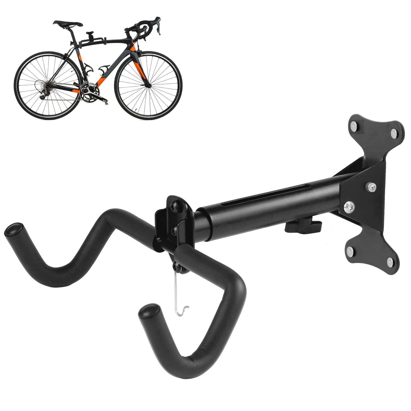 Cyfie Bike Wall Mount Hanger - Heavy Duty Bicycle Storage Rack Hook for Mountain, Road & Hybrid Bikes - Space Saving Horizontal Indoor Bike Holder for Garage, Apartment & Home Organization (Perfect for Small Spaces & Bike Enthusiasts)