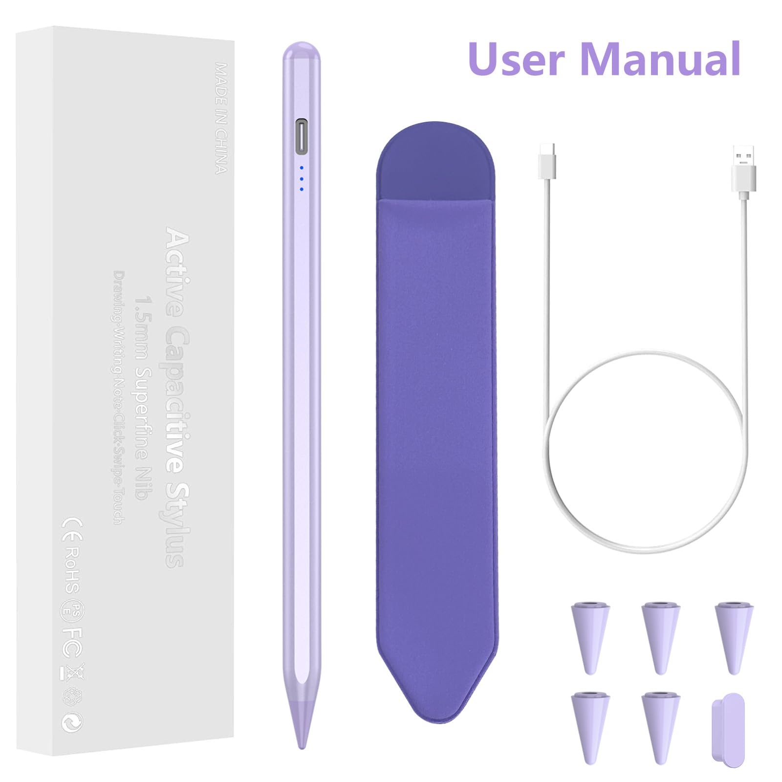 KBCASE Stylus Pen for Apple iPad (2018-2024) - 2nd Gen Pencil with Fast Charging & Palm Rejection | Compatible with iPad 10/9/8/7/6, iPad Pro 11