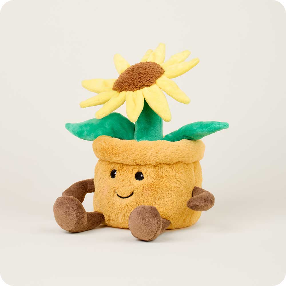 Yellow Flower Pot Warmies - Microwaveable Heating Pad for Pain Relief & Stress Relief - Perfect for Home, Office & Travel