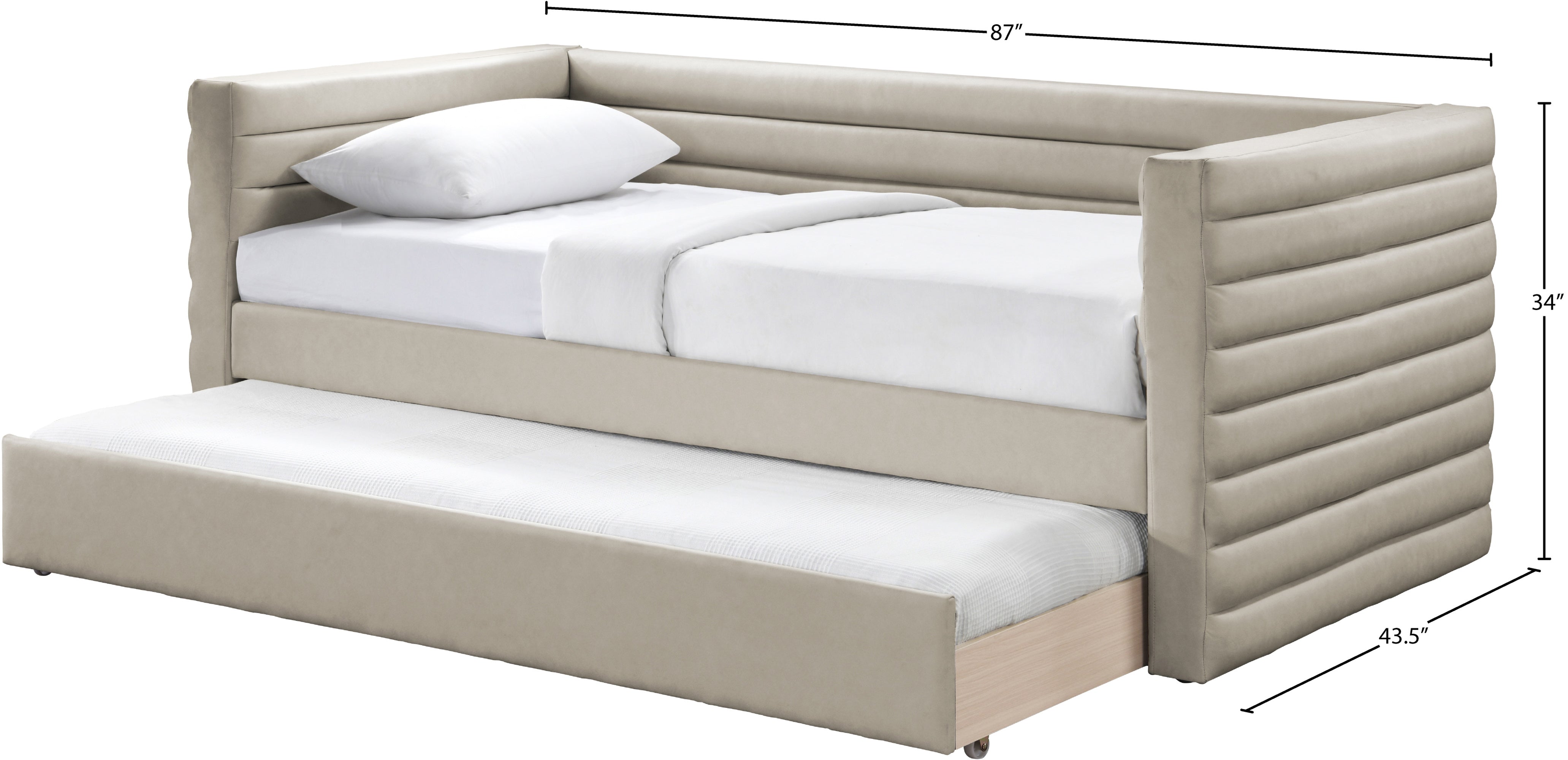 Beverly Vegan Leather Daybed - Modern Faux Leather Sofa Bed for Living Room, Guest Room & Small Spaces | Comfortable Sleeper Couch with Premium PU Leather