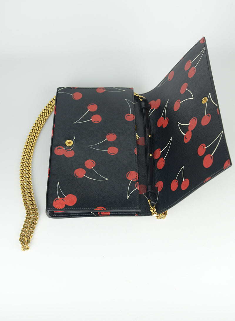 Saint Laurent Cherry Print Leather Pochette Bag - Luxury Crossbody Clutch for Women, Perfect for Evening Parties & Date Nights