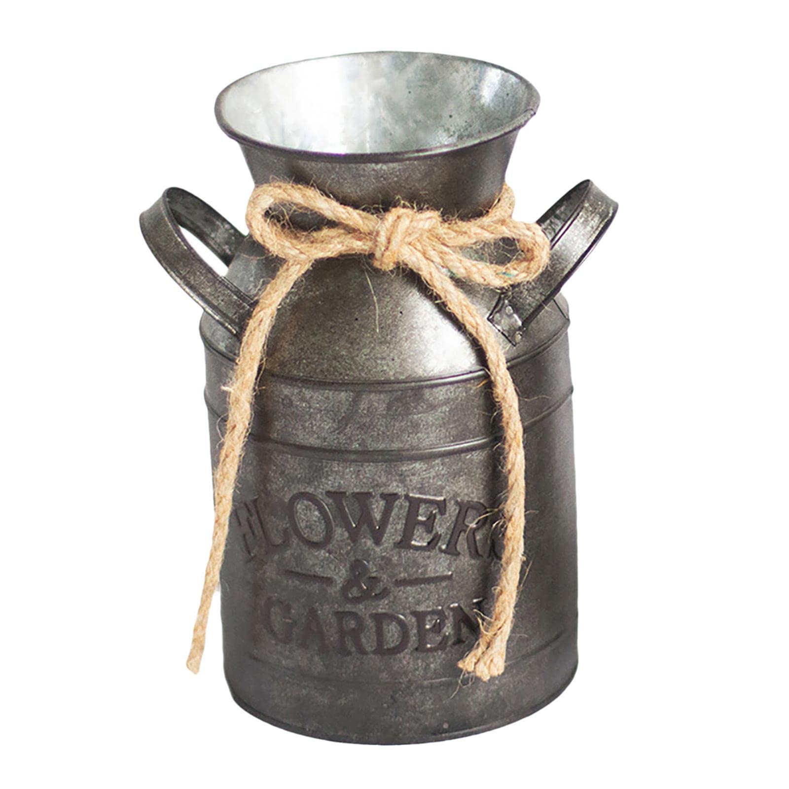 Fenteer Vintage Galvanized Iron Milk Jug Vase - Rustic Farmhouse Flower Pot for Home Decor, Office, Living Room & Dining Table | Perfect for Floral Arrangements, Centerpieces & Shabby Chic Interior Design