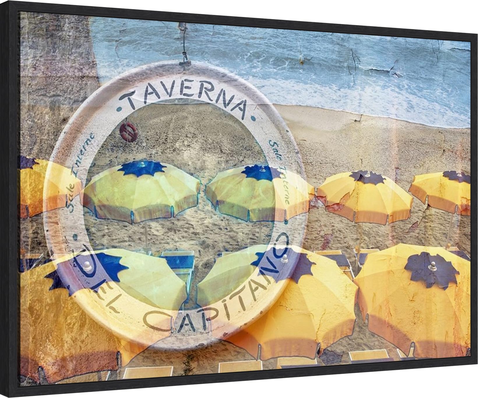 Amanti Art Framed Canvas Wall Art 23x33 - Taverna del Capitano #1 by Alan Blaustein - Abstract Modern Decor - Large Framed Painting for Living Room, Bedroom, Office - Perfect for Home & Office Decoration