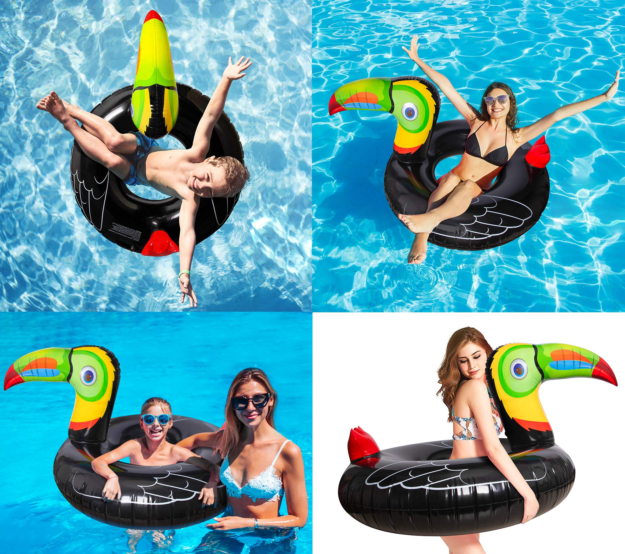 Geefuun Tropical Toucan Inflatable Pool Float - Hawaiian Luau Themed Ride-On Swimming Ring for Kids & Adults | Perfect for Beach Parties, Pool Relaxation & Summer Water Fun