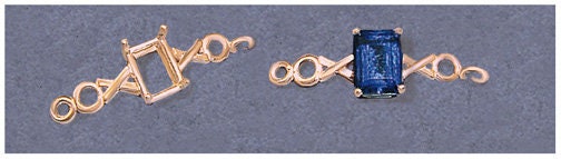 Solid Sterling Silver or 14kt Gold Xs and Os Link Bracelet for 7x5mm & 10x8mm Emerald Cut Gemstones - Custom DIY Jewelry Making Kit for Birthdays, Anniversaries & Gifts