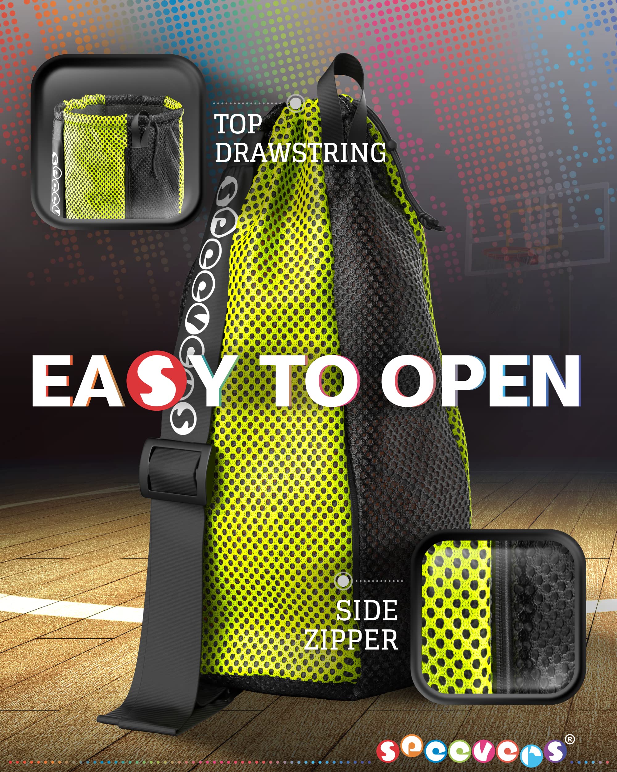 **7 Colorful Mesh Swim Bags for Men & Women - 35L Waterproof Drawstring Backpack with Handle - Perfect for Swimming Gear, Beach Trips & Pool Accessories (Xbag Light - Black/Yellow)**