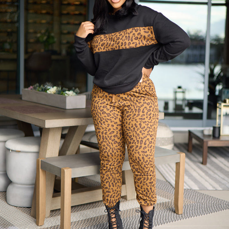 Stylish Leopard Print Long Sleeve Women's Fashion Suit - Elegant Office Wear & Party Outfit for Women