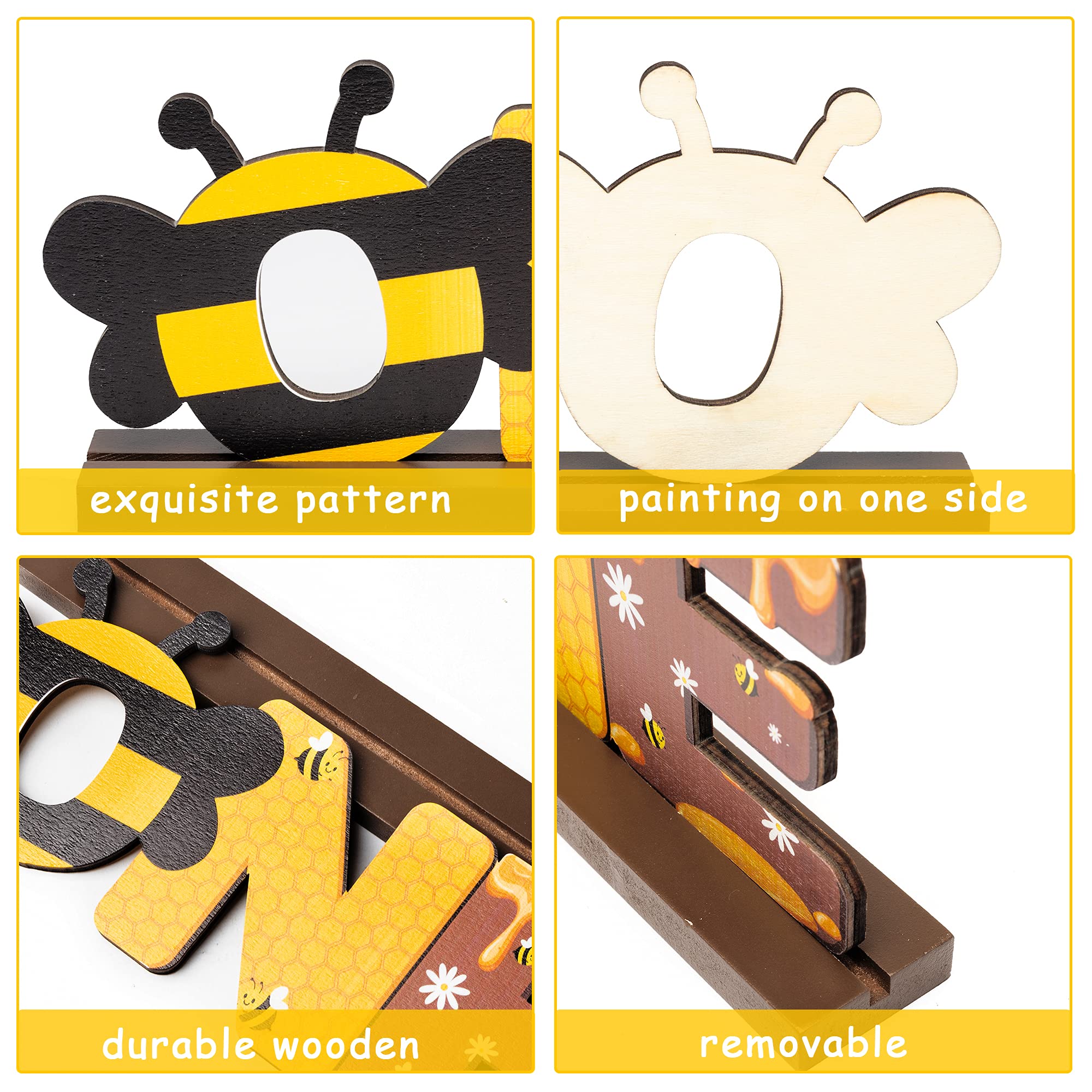 OSNIE Bumble Bee Wooden Letter Sign - Honey Bee Party Decor for Baby Boys & Girls - 1st Birthday Cake Smash Photo Props - Perfect for Baby Showers, Summer Parties & Milestone Celebrations
