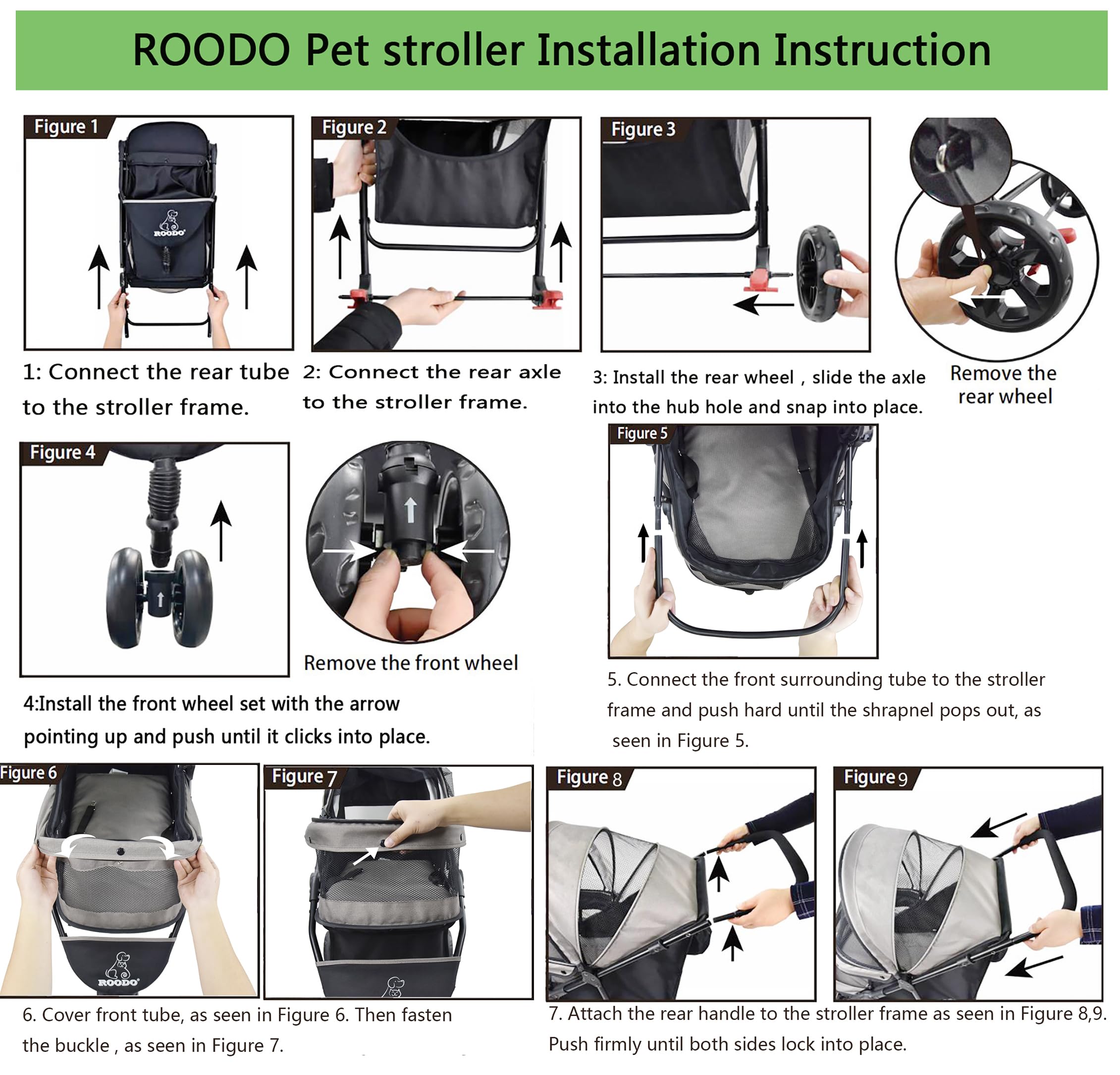 ROODO 4-Wheel All-Terrain Pet Stroller - Lightweight, Foldable & Portable for Dogs & Cats up to 30lbs - Perfect for Jogging, Travel & Outdoor Adventures (Cationic Ash) - Ideal for Medium/Small Dogs, Cats, Puppies & Bunnies
