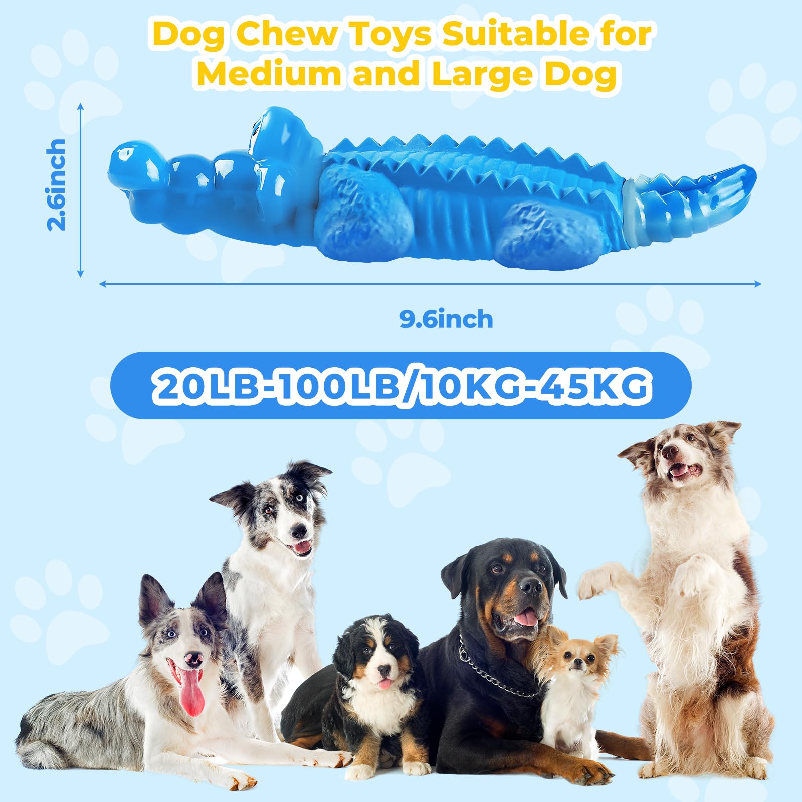 Indestructible Dog Chew Toys for Aggressive Chewers - Durable Large Breed Dog Toys for Medium & Big Dogs - Tough Blue Chewing Toy to Keep Pets Busy & Happy - Perfect for Playtime, Training & Anxiety Relief