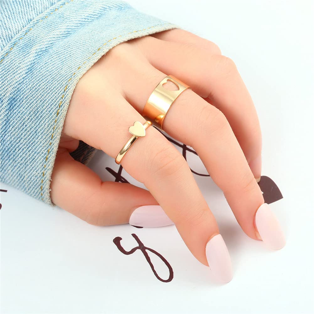 Best Friends BFF Rings for Couples - Matching Love Heart Moon Star Planet Promise Rings for Women & Men | TikTok Y2K Jewelry Gift for Anniversary, Valentine's Day & Romantic Occasions