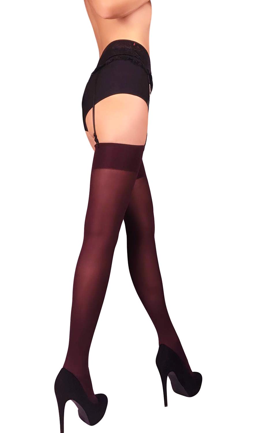 Mila Marutti Women's 40D Semi Opaque Thigh High Stockings with Garter & Suspender Belt | Made in EU | Perfect for Bridal, Cosplay, and Vintage Fashion Outfits