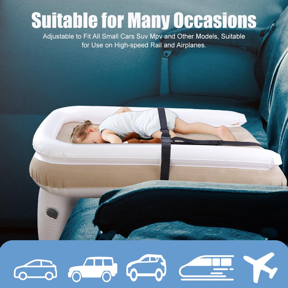 Aohcae Inflatable Toddler Airplane Bed - Portable Blow Up Travel Mattress for Kids with Hand Pump | Perfect for Airplane, Road Trips & Sleepovers