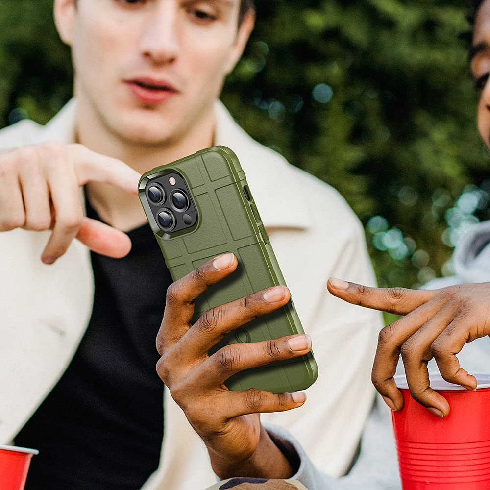 Rugged Shockproof iPhone 13 Pro Max Case (6.7 Inch) - 8FT Drop Protection, Military-Grade TPU Armor Cover - Tactical Protective Phone Case for iPhone 13 Pro Max in Army Green | Perfect for Outdoor Adventures, Construction Work & Extreme Sports