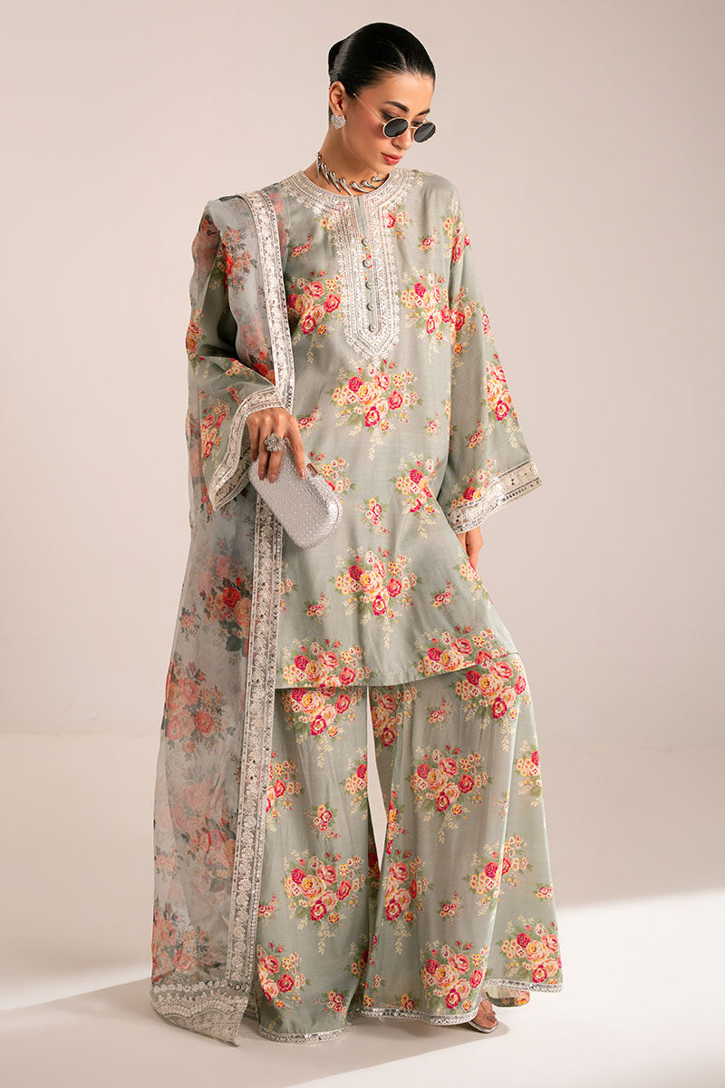 Grey Mist 3-Piece Ethnic Outfit Set (Shirt, Trouser & Dupatta) for Women - Perfect for Festivals, Weddings & Cultural Events