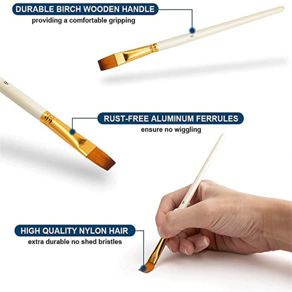 Premium 10-Piece Paint Brush Set - Nylon Hair & Wooden Handle for Watercolor, Oil, Acrylic Painting - Ideal for DIY Art Projects, Canvas Painting, and Professional Artwork