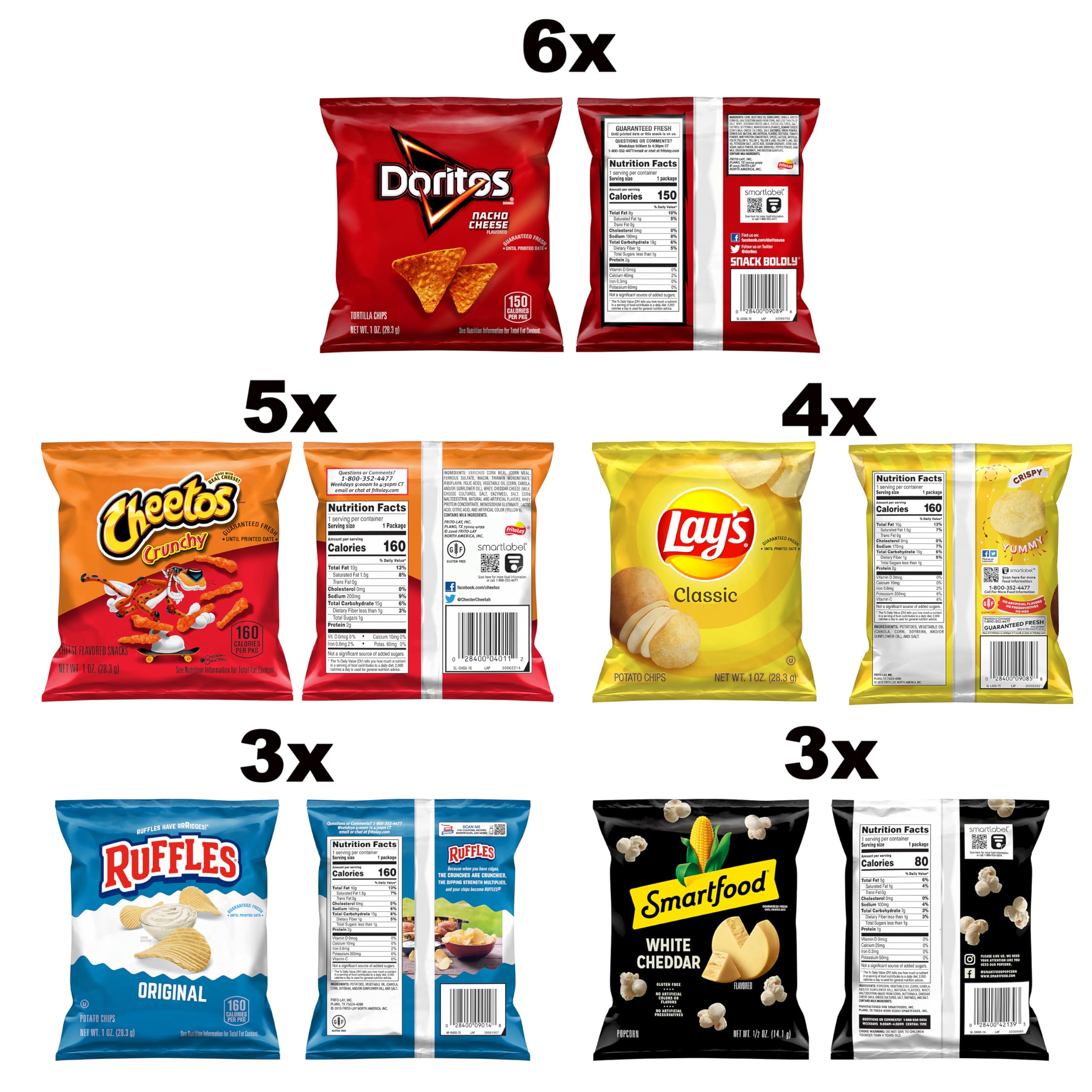 Frito-Lay Classic Mix Variety Pack - 21 Single Serve Snack Bags | Assorted Chips for Parties, School Lunches & On-the-Go Snacking