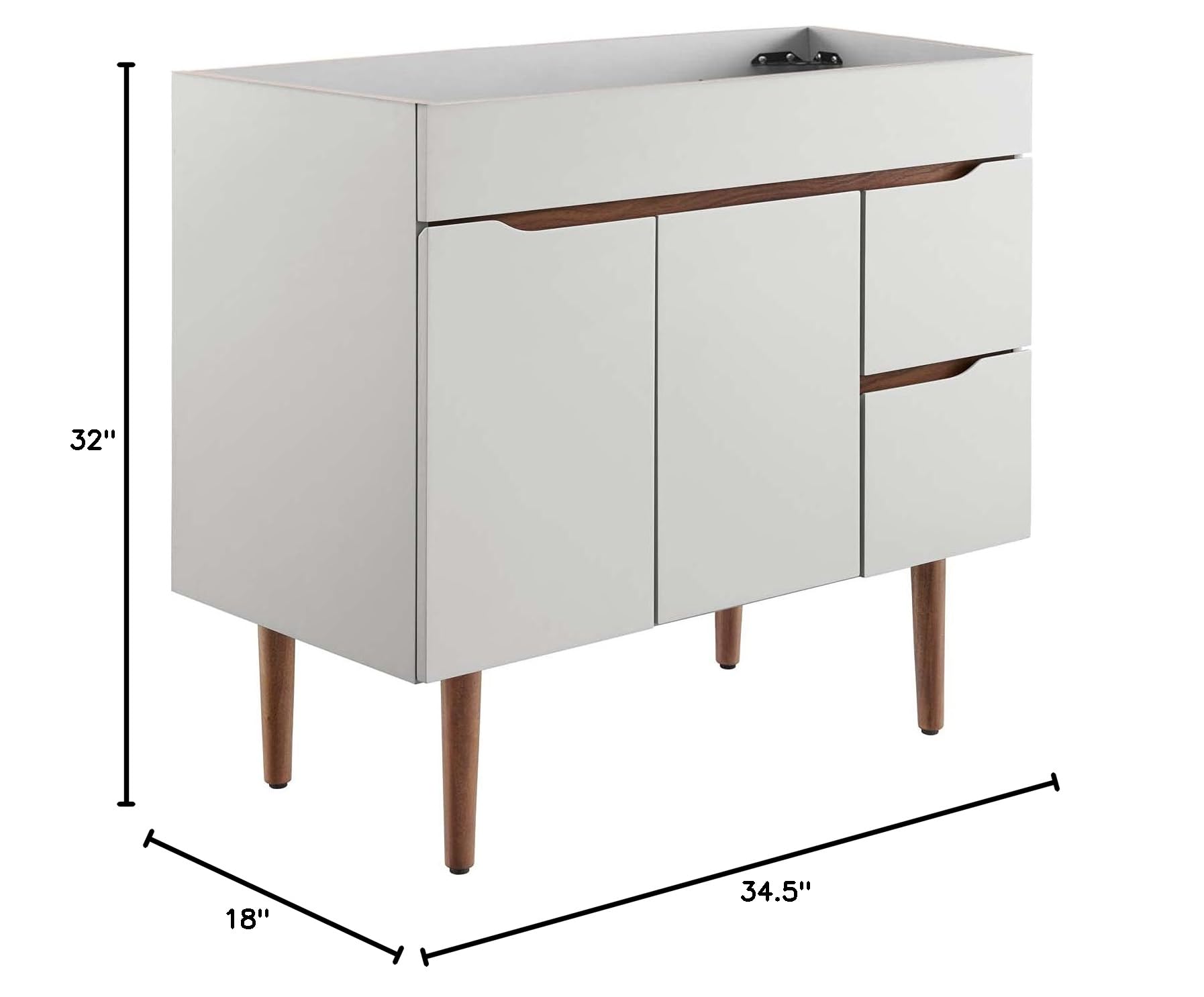 Modway Harvest 36 Inch Gray Walnut Bathroom Vanity - Modern Bathroom Storage Cabinet with Countertop (Sink Not Included) | Perfect for Small Bathrooms, Powder Rooms & Home Renovations