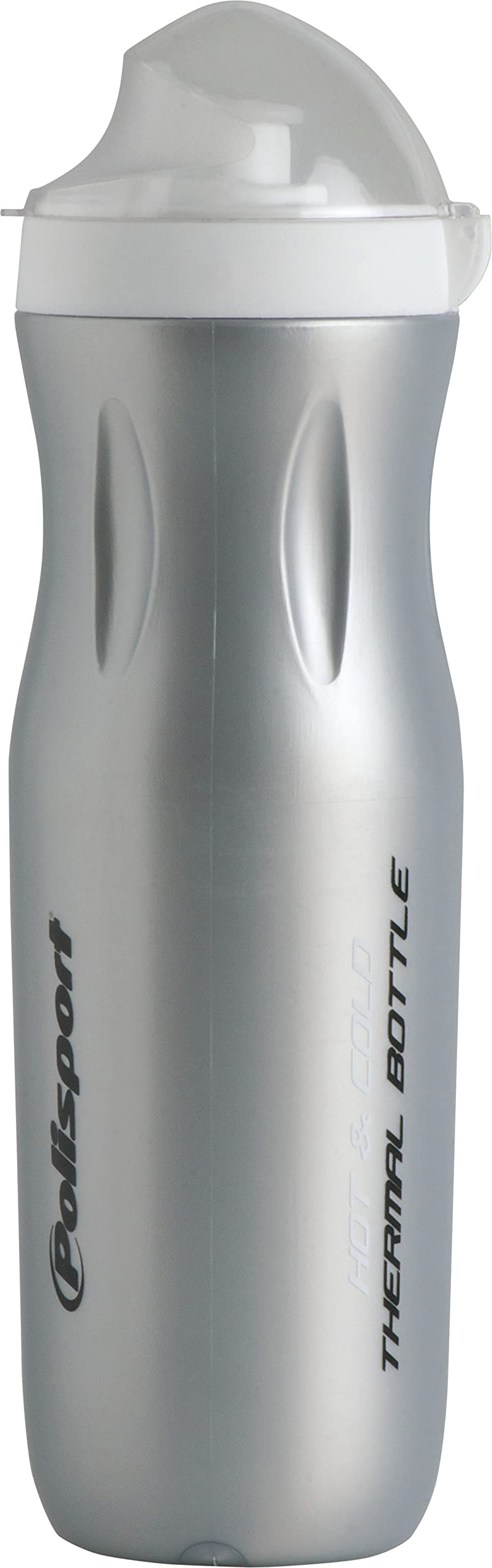 Polisport 500ml Insulated Stainless Steel Water Bottle - Silver - Keeps Drinks Hot & Cold for Hours - Perfect for Hiking, Gym & Outdoor Activities