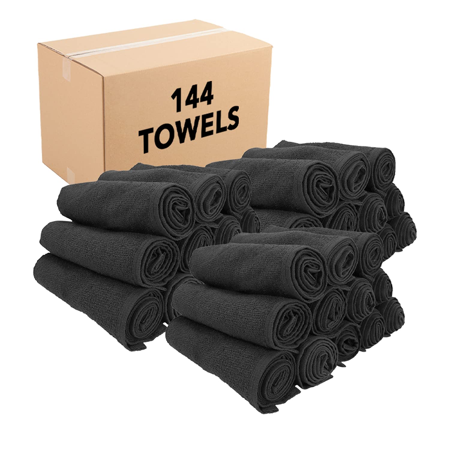 **Arkwright Bleach Proof Salon Towels Bulk (144-Pack) - 100% Cotton, Highly Absorbent & Quick Dry Spa Face Towels for Hair Stylists, Barbers, Pedicures & Estheticians - 16 x 28 Inches, Black - Perfect for Salons, Spas & Professional Beauty Services**