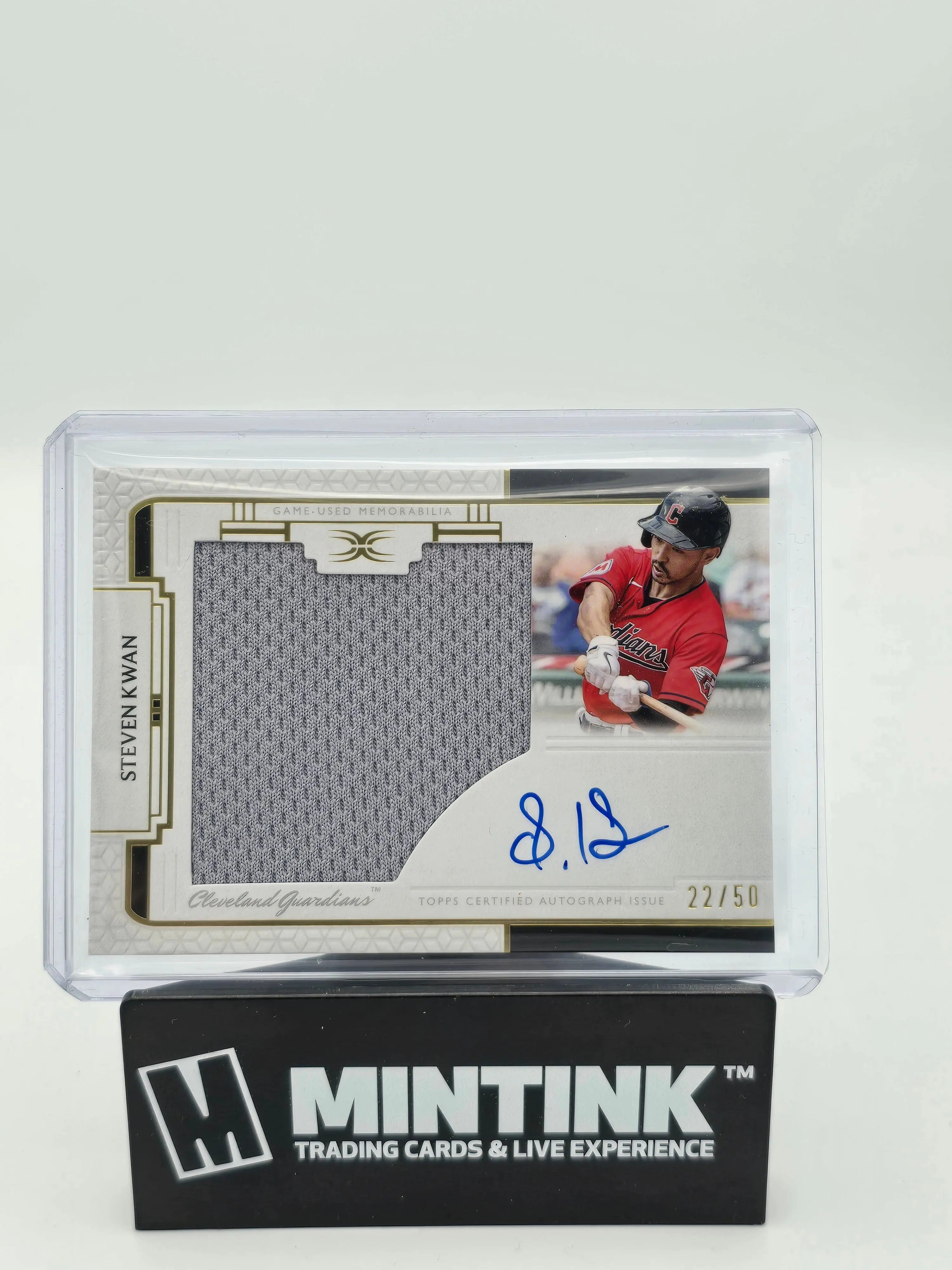 2024 Topps Definitive Baseball Steven Kwan Jumbo Autograph Relic Card /50 - Limited Edition Collectible for Baseball Fans & Sports Memorabilia Enthusiasts