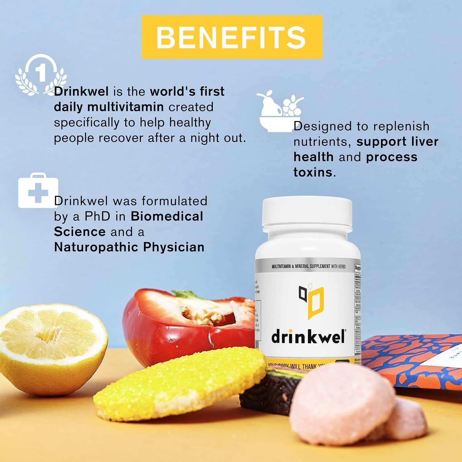 Drinkwel Premium Multivitamin Supplement - Pack of 3 x 90 Capsules for Morning Recovery & Immune Support | Liver Cleanse & Detox with Milk Thistle, Vitamin C, Zinc, Magnesium | Daily Wellness & Hangover Relief for Active Adults