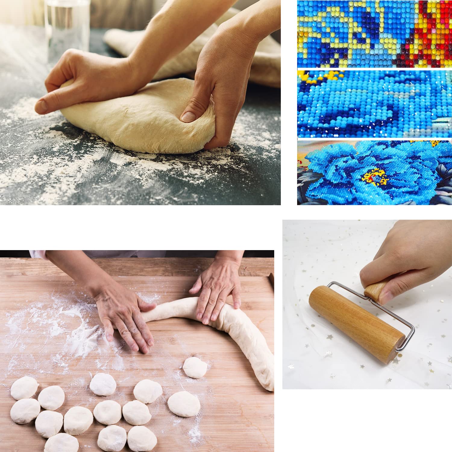 Honbay Double Ended Wooden Roller for Dough, Pottery, Clay & Diamond Painting - Perfect for Baking, Crafting & Art Projects
