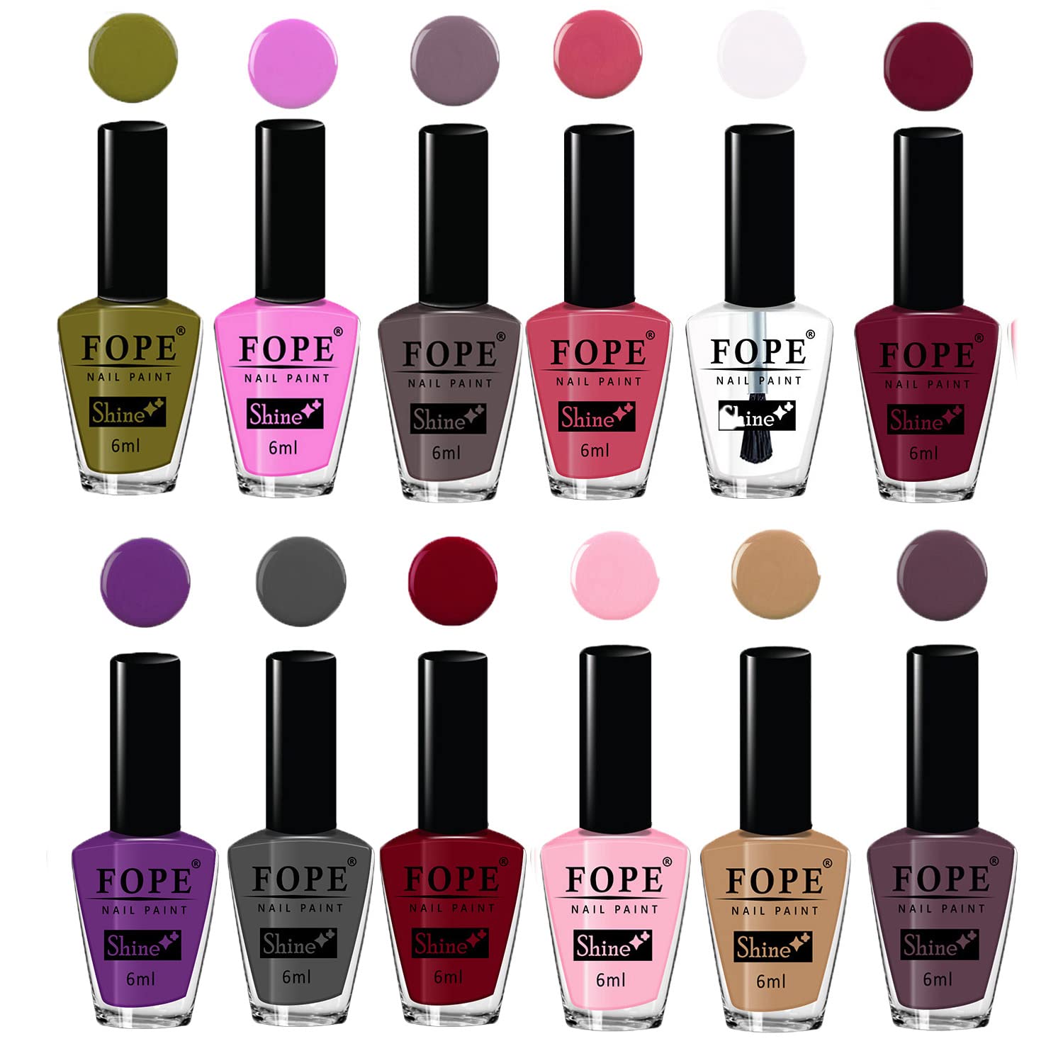 FOPE Enamel Splash Glossy Nail Polish Combo Set of 12 Colors - Quick-Drying, Chip-Resistant, Long-Lasting Nail Paint for Women - Perfect for Manicures, Pedicures, Parties & Everyday Wear