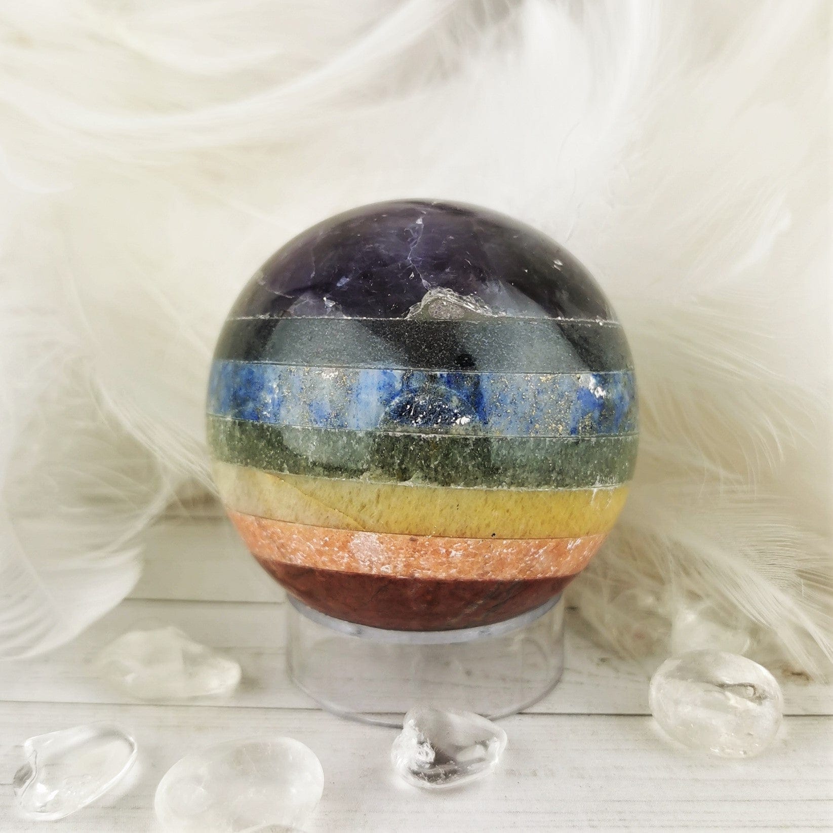 Chakra Healing Stones Set - 4cm & 5cm Energy Balancing Spheres for Meditation, Yoga & Spiritual Practice - Natural Crystal Gemstones for Chakra Alignment & Stress Relief