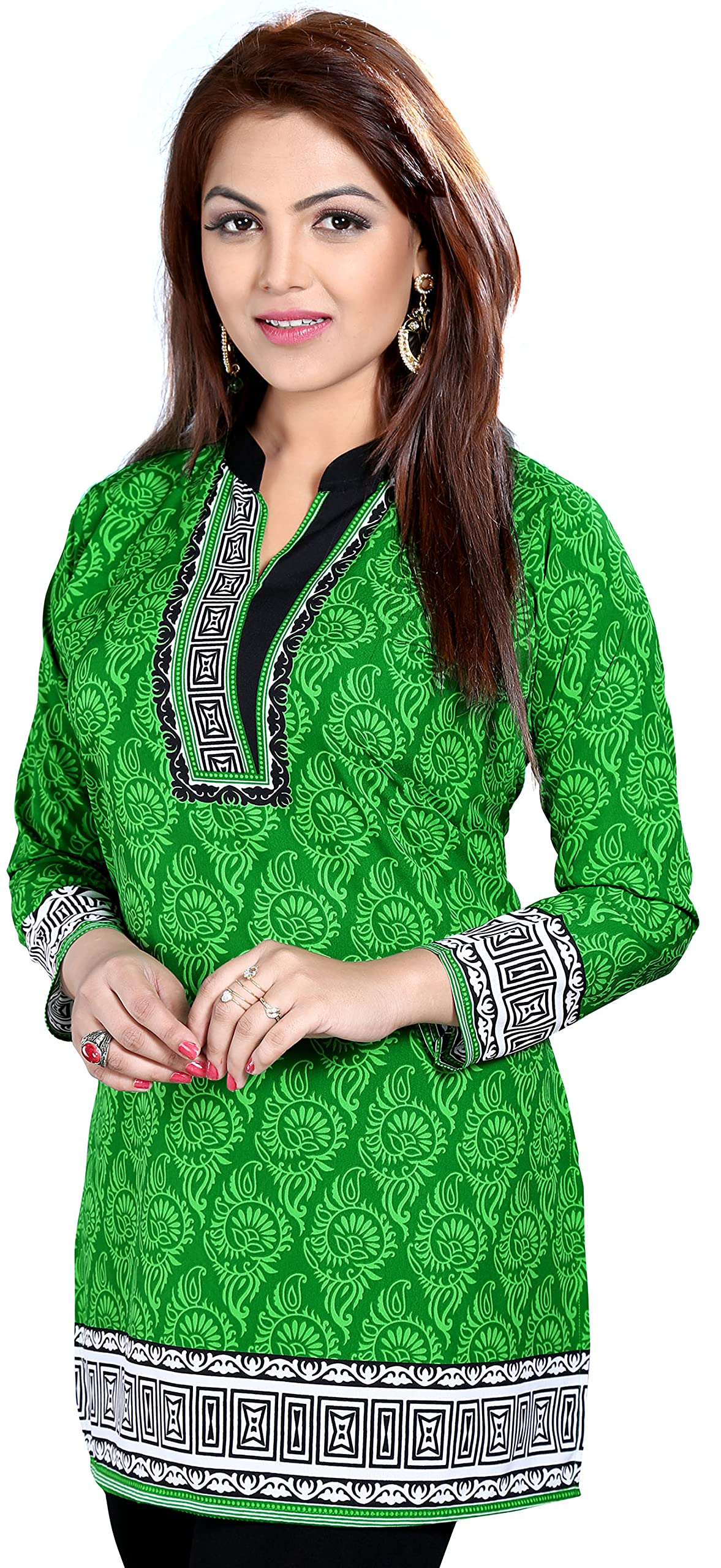 Women's Printed Short Kurti Kurta - Maple Clothing India Tunic Top | Stylish Indian Outfit for Casual Wear, Festivals & Ethnic Fashion