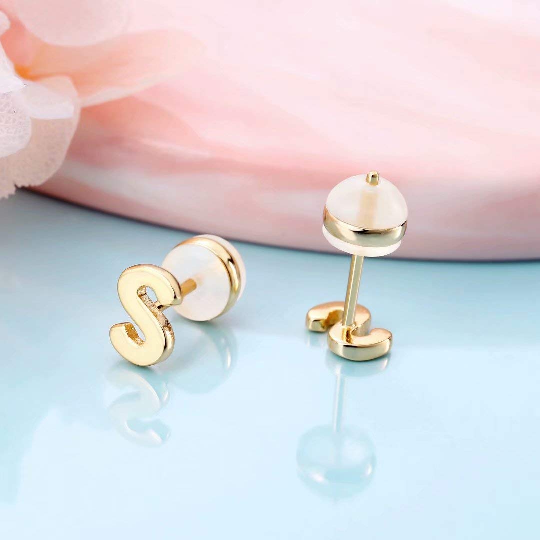 925 Sterling Silver Initial Stud Earrings for Women - Hypoallergenic Small Letter Earrings - Dainty Personalized Jewelry Gift for Her - Perfect for Everyday Wear, Date Nights & Special Occasions