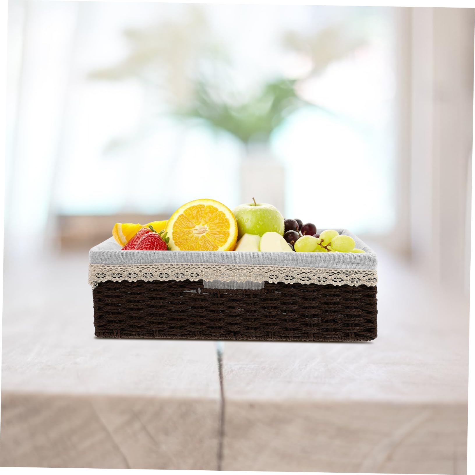 Elegant Woven Basket Liner for Desktop Storage - Organize Snacks, Fruits & Office Supplies - Perfect for Home, Office & Kitchen Organization