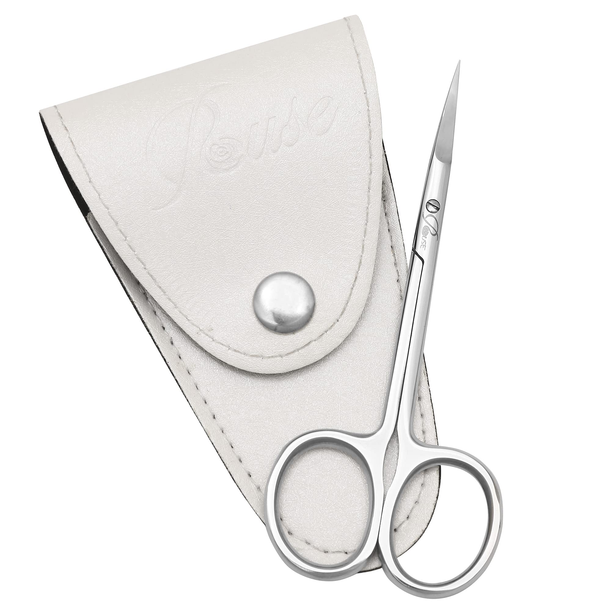 ROUSE Professional Stainless Steel Cuticle Scissors - Eyebrow, Eyelash, Mustache & Beard Trimming Scissors for Precise Grooming | Perfect for Manicures, Salon Use & Home Grooming Kits